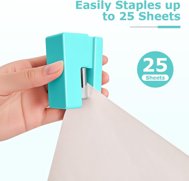 Yzkula Mini Stapler - Small Cute Desk Staplers - 25 Sheet Capacity with 830 Staples and Staple Remover, Desktop Stapler for Office, School, Home, Green - Image 5